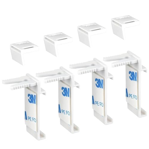 4 Set Klemmhalter für Klemmfix Rollo, Doppelrollo, ohne Bohren zum Klemmen und Kleben, Duo-Rollo, für PVC, Holz-Fenster, Türflügel, Weiß