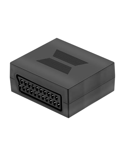 RIIEYOCA Adaptateur SCART 21 Broches Femelle à Femelle Noir, Universellement Compatible pour TV, DVD, Consoles Rétro Plug & Play