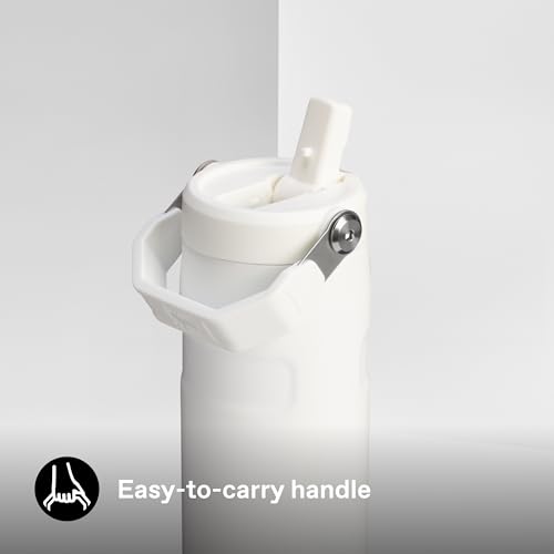 Image of Stanley 1913 Flip Straw Sports Water Bottle with Straw 0.47L - 8 Hours Cold - 40 Hours Iced - Stainless Steel - BPA Free - Leak Resistant - Fits in Cup Holder - Dishwasher Safe - Frost | 8 Hours Cold - 40 Hours Iced - BPA-Free - Leak Resistant - Dishwasher Safe - Fits Cup Holder