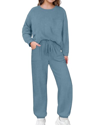 Girls Clothes Solid Color Long Sleeve Sweatshirt and Pants Girls' Clothing Sets 2 Piece Fall Winter Outfits