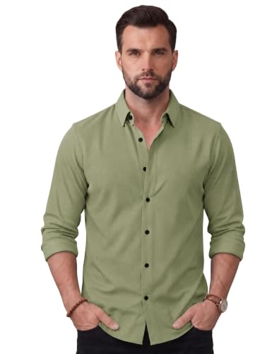 Image of NexaFlair Men's Regular Fit Solid Pattern Laffer Cotton Shirt with Long Sleeve Collared Neck Standard Length and Button Down Closure Type | Mens Casual Shirts | Man's Formal Shirts
