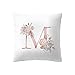 Doublehero Housses de Coussin, Alphabet Letter Cushion Cover, Personalised Floral Print Throw Pillow Cover, Salon, Coussin Taie d'oreiller carrée Lettre,Alphabet Fleur imprimée Housse de Coussin (M)