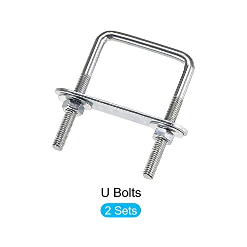 Image of METALLIXITY U Bolts 2 Sets (M6x42x70mm), Square U Bolt Carbon Steel with Accessories - for Construction, Pipe