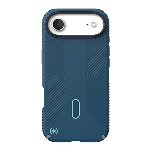 Image of Speck PRESIDIO2 Grip for iPhone 17 Air Case, ClickLock Interlock, Slim Protective Case, DEEP SEA /Silver Metallic /Spell Blue