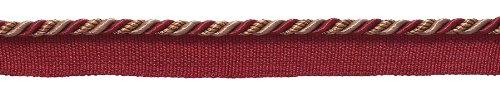 DÃ‰COPRO Small Burgundy Taupe Baroque Collection 3/16 inch Cord with Lip Style# 0316BL Color: Cranberry Harvest 8612 (Sold by The Yard)