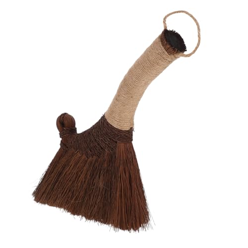 KICHOUSE Small Handheld Grass Broom with Soft Bristles for Dust Sweeping Natural Straw Whisk Brush for Quick Desk Cleaning Office Home and Kitchen