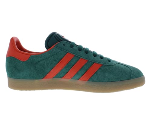 Image of adidas Gazelle Men's Sneakers, Collegiate Green /Preloved Red /Gum, Size 10.5