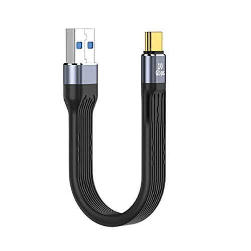 CY 10Gbps USB 3.1 Type C Male to USB3.0 Type A Male Flat Slim FPC Data Cable 13cm Compatible with iPhone 15 Laptop Phone