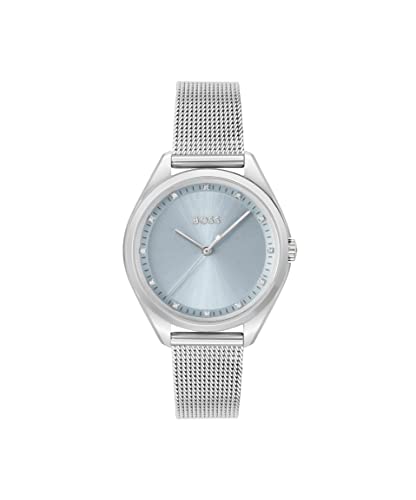 Image of BOSS Saya Qtz Basic Blue Round Dial Women's Watch|Stainless Steel Material|Silver Color Band - 1502667