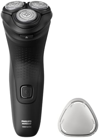 Philips Norelco Shaver 1100 Series, Dry Electric Shaver, 27 Self-Sharpening ComfortCut Blades, 4D Floating Heads, P-Cap, Deep Black, Model S1016/90