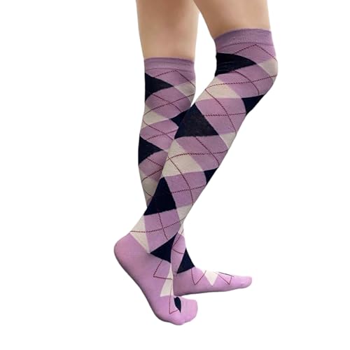 Image of COUVER Women's Thigh High /Over Knee Fashion Argyle Socks, Medium, 1 Pair