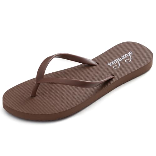 Image of shevalues Slim Basic Flip Flops for Women with Comfortable Yoga Mat | Lightweight Non Slip Rubber Sandals for Beach, Shower, Pool & Summer Casual Wear