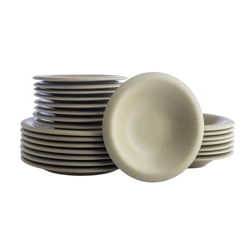 Image of Porto by Stone Lain Aro 24-Piece Premium Kitchen & Dining Dinnerware Set Stoneware, Green Matte, Crafted in Portugal, Dishwasher and Microwave Safe Scratch-Resistant Dish Set for 8
