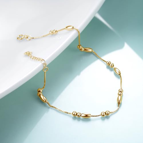 Image of WINNICACA 925 Sterling Silver Anklets for Women Adjustable Beaded Butterfly Opal Anklet Bracelet Foot Chains Jewelry Gifts for Women Beach Birthday Christmas Gift