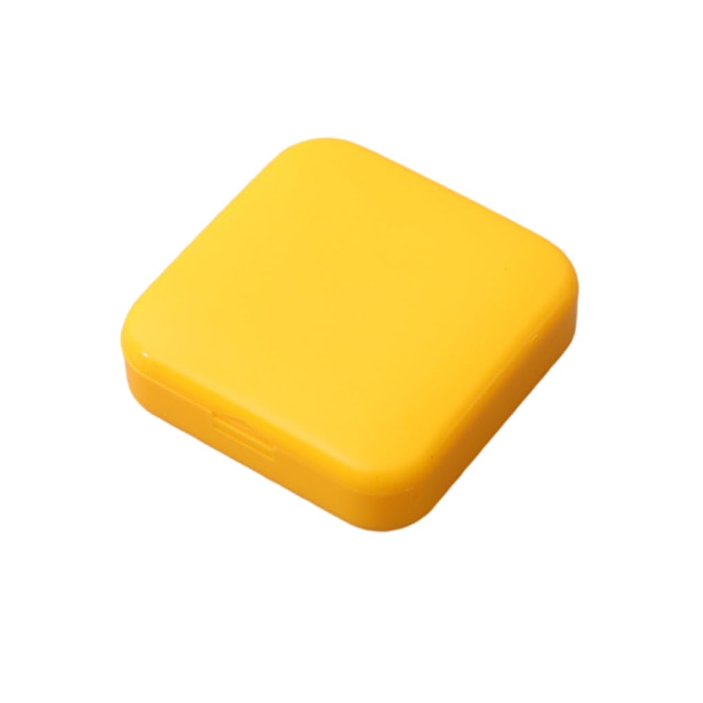 Quxvuis Yellow Mini Pill Case 2 Grids Empty Daily Pills Organizer Box Containers Cases Dispenser Office For Pocket Purse Handbag,