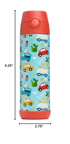 Snug Botella De Agua Para Niños Cars 500 ml Acero Inoxidable Aislada con Pajilla y Tapa de Botón miniatura 6