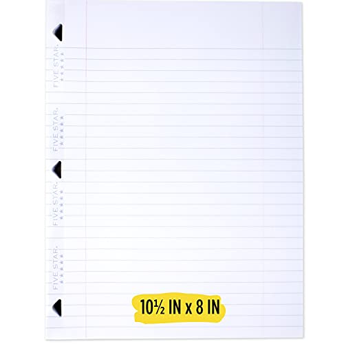 Five Star Loose Leaf Paper, 3 Hole Punched, Reinforced Filler Paper, Wide Ruled, 10-1/2 X 8 Inches, 100 Sheets/Pack, 1 Pack (15000) #TOP6