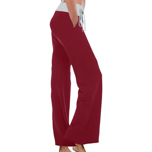 Color Block, ajuste solto, para mulheres, verão, outono, treino, academia, ioga, corte alto, flare,