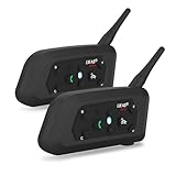 EJEAS V6 Pro Bluetooth Mesh Intercom Headset with 1200m Waterproof/Noise Reduction/Hands-Free Calls/Music & GPS, Helmet Communication Systems for Motorbike/ATV/Dirt Bike/Skiing/Motorcycle(2 Pack)