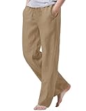 iWoo Men'S Casual Elastic Waist Drawstring Beach Pants Linen Joggers Pants Dk L