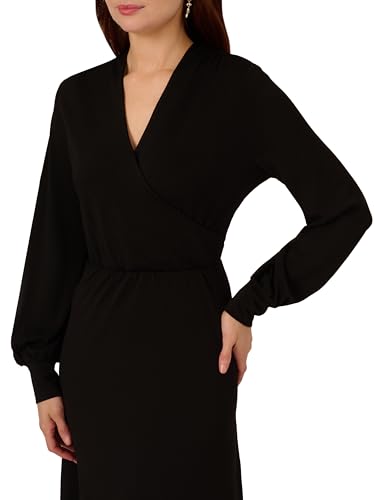 Adrianna Papell Women's Long Sleeve Wrap Midi Dress4