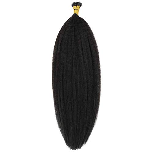 I Tip Hair Extensions Kinky Straight Human Hair Itip Hair Extensions Pre Bonded Hair Extensions Kinky Straight I Tip Hair For Black Women 1G/Strand 100 Strands Natural Color 16 Inch #TOP3