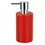Spirella Tube Dispensador de Jabón Líquido, Gres, Rojo, 7,0 x 7,0 x 16,0 cm
