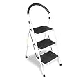 Jack Boss 3 Step Ladder, Folding Lightweight Step Stool with Wide Anti-Slip Pedal for Home, Office, Kitchen and Garage, Service Height 27.2 inch, 400 lbs Capacity