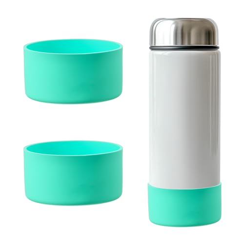 YELARXI Tumbler Boot Silicone Anti-Slip Protective Sleeve Bottom Water Bottle Accessories, 3.5 inch Diameter Fit for Stainless Steel Sports Vacuum Flask - 32-40oz (2 Pack, Green)