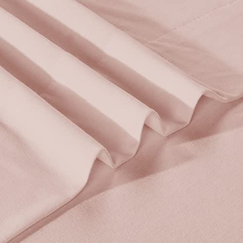 Enviohome Jersey Sheet Set - Cotton Blend Full Size Jersey Sheets With Extra Deep Fitted Bedsheet & 2 Pillowcases - Blush #TOP4