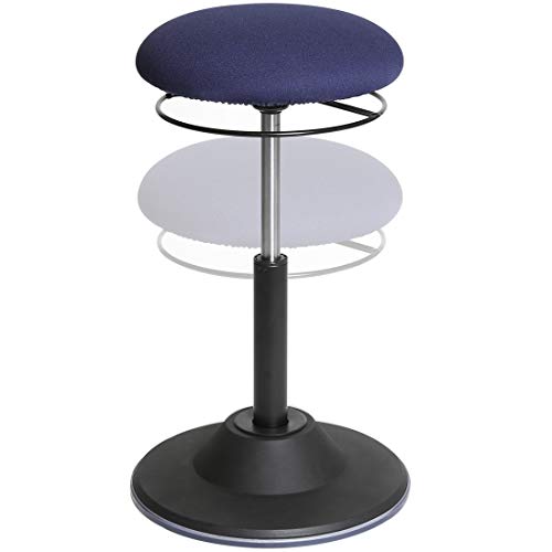 Image of Seville Classics Modern Ergonomic Pneumatic Height Adjustable 360-Degree Swivel Stool Chair, for Drafting, Office, Home, Garage, Work Desk, Blue, airLIFT Sit Stand Balance and Wobble