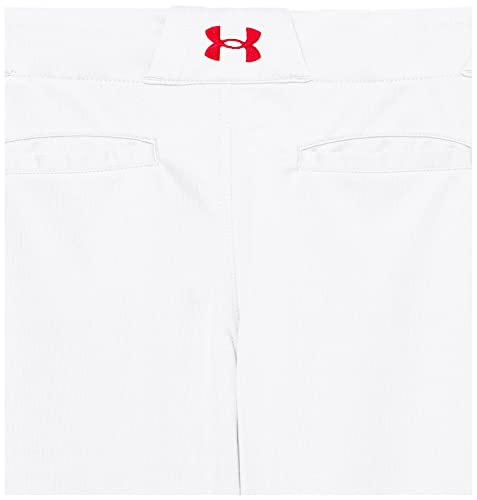 Under Armour Calça de beisebol utilitária para meninos, (103) Branco/Vermelho/Vermelho, P