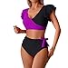 Bathing Suits Women 2026 Ruffle Two Piece Swimsuits Sexy V Neck High Waisted Bikini Set Comfy Fashion Swimwear Purple