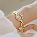 BESTKANG Elegant Women's Gold Vintage Bracelet Watch - Oval Dial Quartz Dress Watch - Waterproof Fashion Wristwatch for Women (B Gold White)