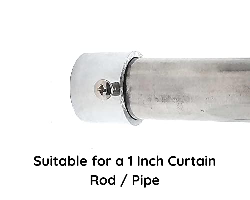 Image of FAPBADRI Simple Curtain End Caps /Finials for a 1 inch Pipe /Rod, Colour - Silver Glossy Round, 4 Pieces