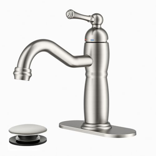 FORIOUS Single Handle Bathroom Sink Faucet 1 Hole for Vanity Brushed Nickel