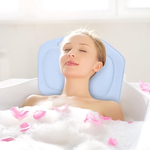 mumisuto Bath Pillow Ergonomic Bath Cushion for Head and Neck Support Bath Pillows Waterproof, Spa Bath Headrest Pillow Bath Pillows with Strong Suction Cups Fits All Bathtub, Hot Tub and Spa
