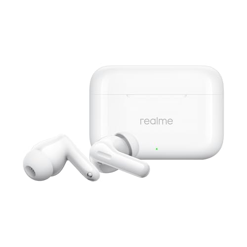 Image of realme Buds T200 True Wireless Earbuds with Hi-Res Audio, 12.4mm Dynamic Bass Drivers, 32 dB ANC, Quad Mic, 45ms Latency, Upto 50 Hrs Playback, Fast Charge, IP55 Rated, BT 5.4 (Snowy White)