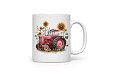 MAXIKIWI   Tasse à café ou à thé en céramique lisse et durable pour la maison ou le bureau – Parfait pour toutes les occasions – Collection tracteur tournesol – 350 ml