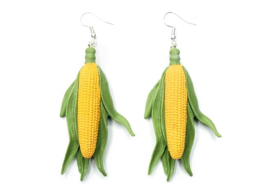 Boucles d'oreilles épi de maïs 70mm en caoutchouc durable et argent