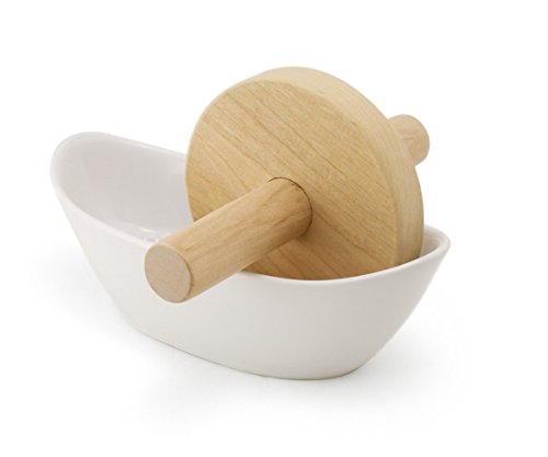 Zero Japan KTZ-002 Herb Mortar with Wooden Roller (Sakura) WH, White, W 6.3 x D 2.9 x H 2.2 inches (160 x 74 x 55 mm)