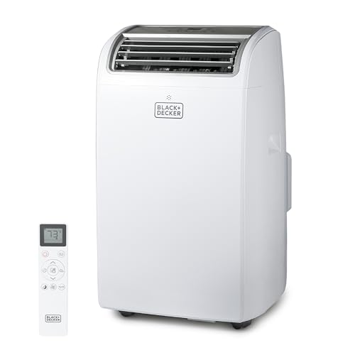 BLACK+DECKER Portable Air Conditioner, 12,000 BTU for Rooms Up To 550 Sq. Ft., Portable AC with Follow Me Remote Control & Window Kit, BPT08WTB, White