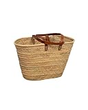 Cestería Aparici – Capazo de Palma Natural Hecho a Mano con Asas de Vaquetilla en Bandolera Marrón Oscuro | Bolso Capazo Artesanal Grande (45x25x27 cm) para Mujer, Playa o Mercado Ref. 5040-8