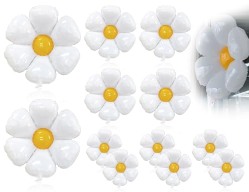 Lhbwhiz 12 Ballons Aluminium Marguerites, 3 Tailles de Ballons en Mylar, pour les Fêtes, les Mariages, les Jardins, le Camping, les Célébrations et la Photographie