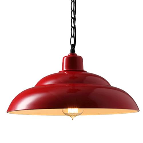 HYJAUSXB American Country Style Iron Pendant Light, Personalized Pot Lid-Shaped Hanging Lamp Lampshade, E27screw Single-Head Chandelier, Porch and Corridor Decoration Lighting Fixtures