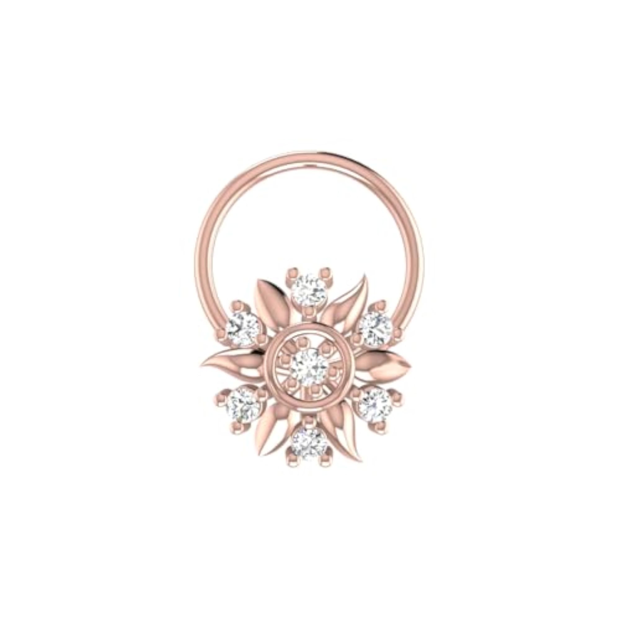 Women's 14Kt Rose Gold Stud Nosering, Chic