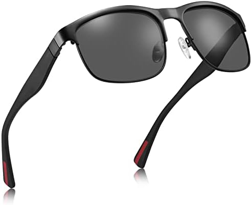 CARFIA UV Protection Mens Sunglasses Polarised Mirrored Glasses for Driving Hiking Baseball, Square Frame