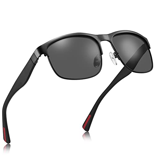 Carfia Lunettes de Soleil Homme Polarisée Métal Miroir Durable Protection UV400 pour Conduite été Cover