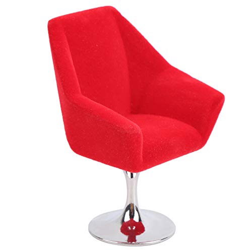 Alomejor Mini sillón de muebles para casa de muñecas, silla giratoria para accesorios de casa de muñecas en miniatura 1:12 (rojo)