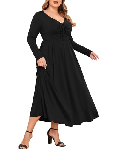 ZOMVA 2024 Herbst-Maxikleid für Damen, Übergröße, V-Ausschnitt, lange Ärmel, schwingend, A-Linie, Freizeitkleider, 2. Einfarbig: Schwarz, XXX-Large Mehr ZOMVA 2024 Herbst-Maxikleid für Damen, Übergröße, V-Ausschnitt, lange Ärmel, schwingend, A-Linie, Freizeitkleider, 2. Einfarbig: Schwarz, XXX-Large Mehr